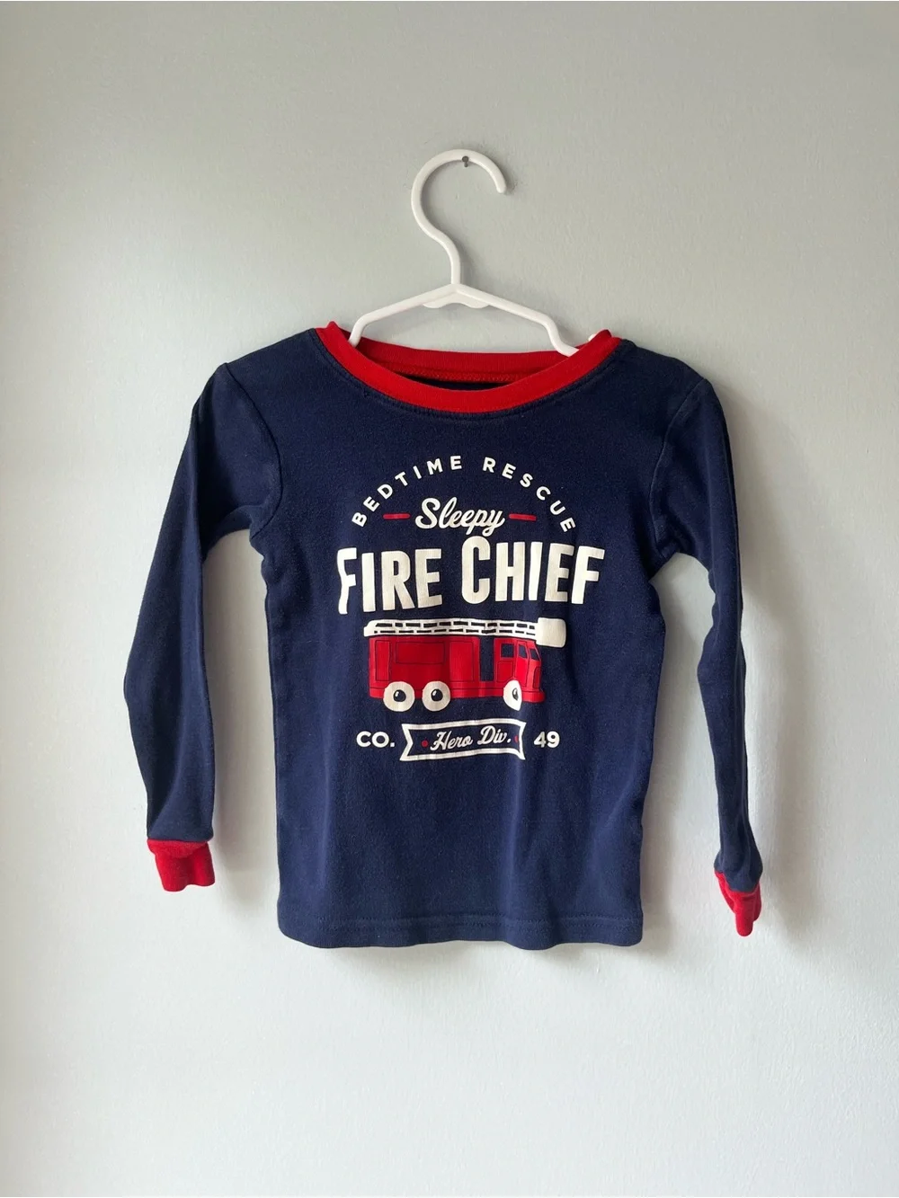 Carter's PJs Navy & Red Fire Chief Long Sleeve Pajama Top and Pants Set- Size 4t